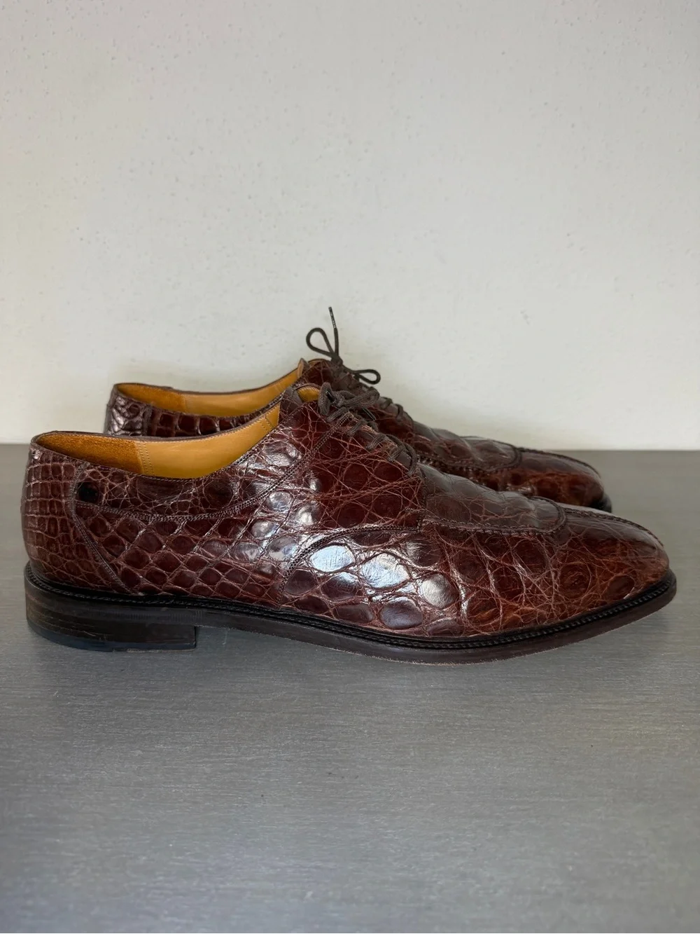 Mezlan Genuine Crocodile Leather Derby Dress Shoes Men’s Size 17M Made In Spain